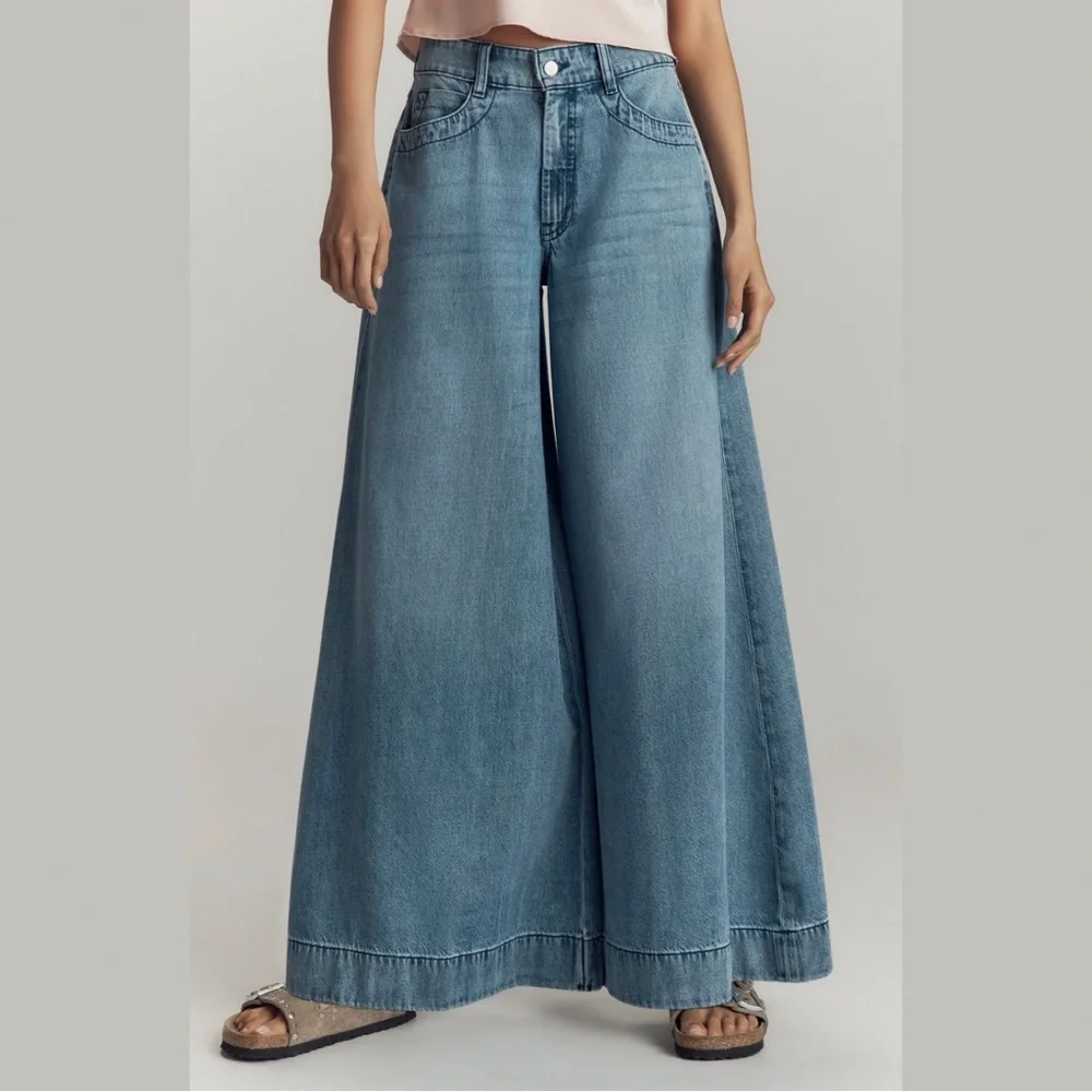 Anthropologie Pilcro Mid-Rise Super Wide Leg Jeans
Elkhorn Coral Blue 30 NWT - Picture 13 of 16